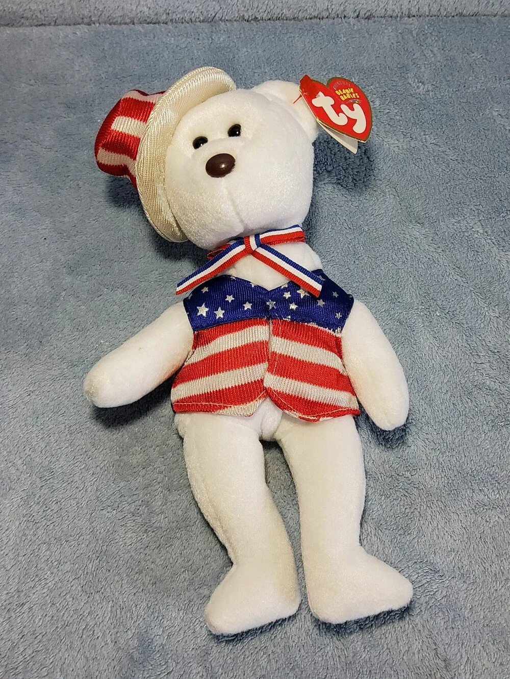 Vintage TY Beanie Baby Sam the American Bear 9